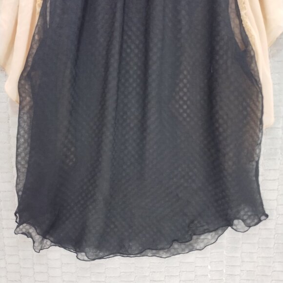 Black and Tan Sheer Blouse Ruffled Collar and Flutter Sleeves-Rachel Roy-Sz M - Picture 8 of 10